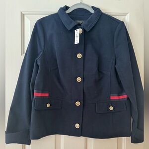 Talbots Navy Jacket with Red Accents and Gold Buttons
